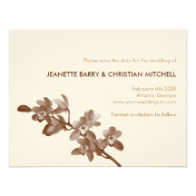 Orchid lover brown modern wedding save the date custom invites
