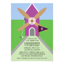 Orchid Miniature Golf Windmill Birthday Party Invites