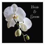 Orchid on Black Square Wedding Invitation