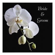 Orchid on Black Square Wedding Invitation