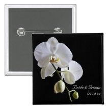 Orchid on Black Wedding Button