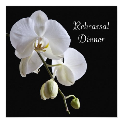 Orchid on Black Wedding Rehearsal Dinner Invite