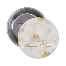 Orchid wedding bridal party name tags classy button