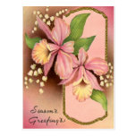 Orchidées de Joyeuses Fêtes Carte Postale