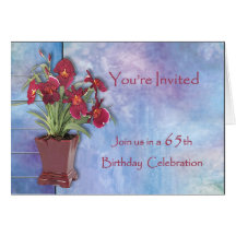 Orchids and Watercolor 65th Birthday Greeting Cards