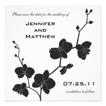 Orchids Save the Date - Black and White Custom Invites