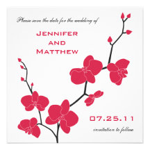 Orchids Save the Date - Red and Black Invitations