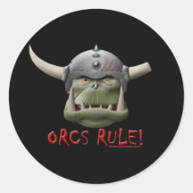 Orcs Rule! Round Stickers