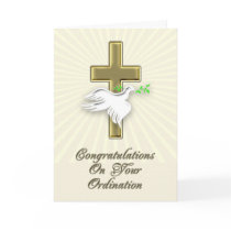 Ordination congratulations with a golden cross card