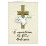 Ordination congratulations with a golden cross card