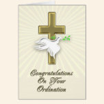 Ordination congratulations with a golden cross cards