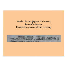 Ordonnance de ville de Machu Picchu (Aguas Calient Cartes Postales