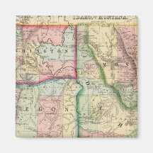 Ore, Wash, Idaho, Mont Map by Mitchell Refrigerator Magnet