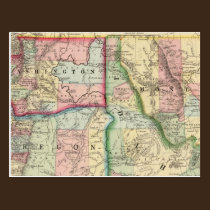 Ore, Wash, Idaho, Mont Map by Mitchell postcards