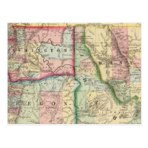 Ore, Wash, Idaho, Mont Map by Mitchell Postcards
