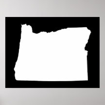 Oregon in White and Black Print