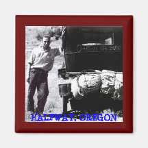 OREGON OR BUST ~ EARLY ROAD-TRIP IMAGE ~ MAGNET