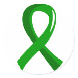 Organ Donation Green Ribbon 3 Round Stickers