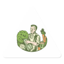 Organic Farmer Green Grocer With Vegetables Retro