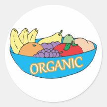 organic fruit bowl round sticker