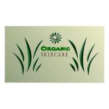 Organic Green with Flowers Business Card