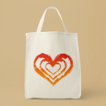 Organic Heart Fire Grocery Tote bags