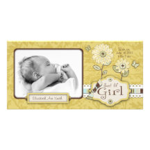 Organza Flowers Gold Photo Card