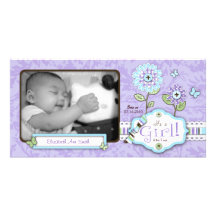 Organza Flowers Photo Card Lav