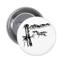 Oriental bamboo illustration pinback buttons