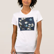 Oriental blossom and butterfly t-shirts