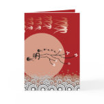 Oriental Calligraphy Moon & Swallows Blank Card