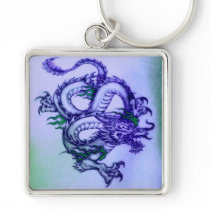 Oriental Dragon In Purple Keychains