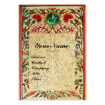 ORIENTAL  FLOWERS DAMASK MONOGRAM Blue Gold Business Card Templates
