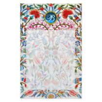 ORIENTAL  FLOWERS DAMASK MONOGRAM Blue Sapphire