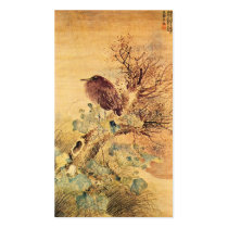 Oriental Grey Heron with Hibiscus Flowers Business Cards