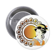 Oriental Lady in ginger Buttons