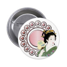 Oriental lady in sage pin