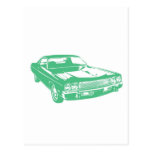 Original green car postcards