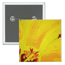 Original Hand Painted Yellow Hibiscus Pinback Button