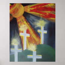 Original modern art print - Crosses and Sun