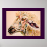 Original Watercolor Sheep Farm Animal Poster