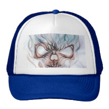 OriginalgothicartdarkFLAMINGSKULLpainting_275_2751 Trucker Hats