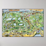 Orlando Florida Cartoon Map Poster