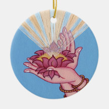 ORNAMENT CERAMIC - Lotus with Tibetan Mantra