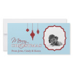 Ornament Merry Christmas Photo Card Blue