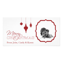 Ornament Merry Christmas Photo Card White