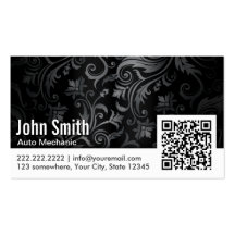 Ornament QR Code Auto Mechanic Business Card
