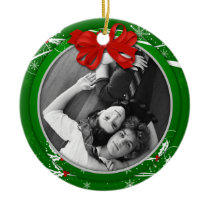 Ornament Red Green Holly Ribbon 1st Christma