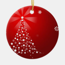 Ornament-White Christmas on Red