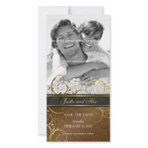 Ornamental Gold Spirals Save The Date Photo Card